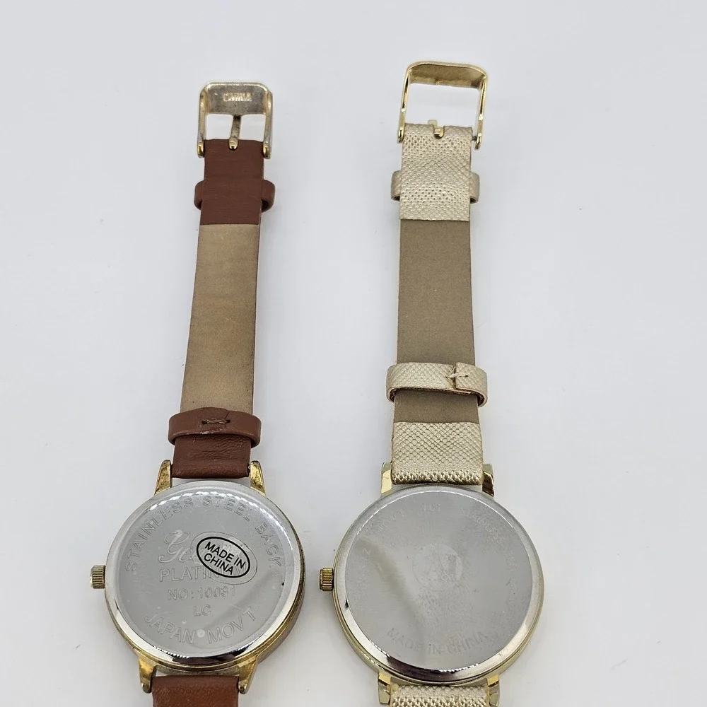 2X‎ Minimalist Women Watches 34-36MM Multicolor Dial Leather Bands NEW Battery
